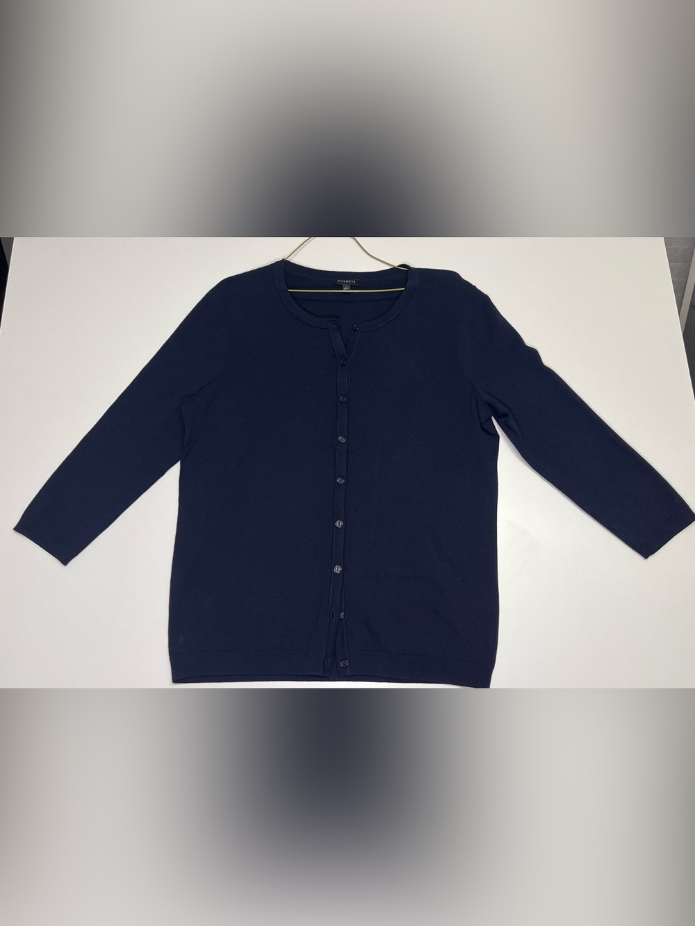 Talbots Women’s  Navy Button-Front Crewneck Cardigan